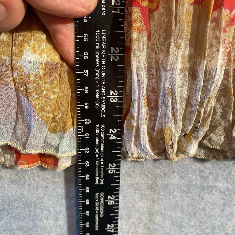 Tribal Crinkled Lined Skirt Size 6 Guava Coral Orange Cream Tropical Above Knee - Picture 8 of 9
